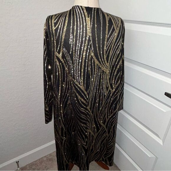 Lularoe Metallic Glitter Statement Long Sleeve Sarah Duster Long Cardigan Top - Picture 3 of 11